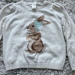 Gymboree Cream Sweater with Bunny and Blue Bow
